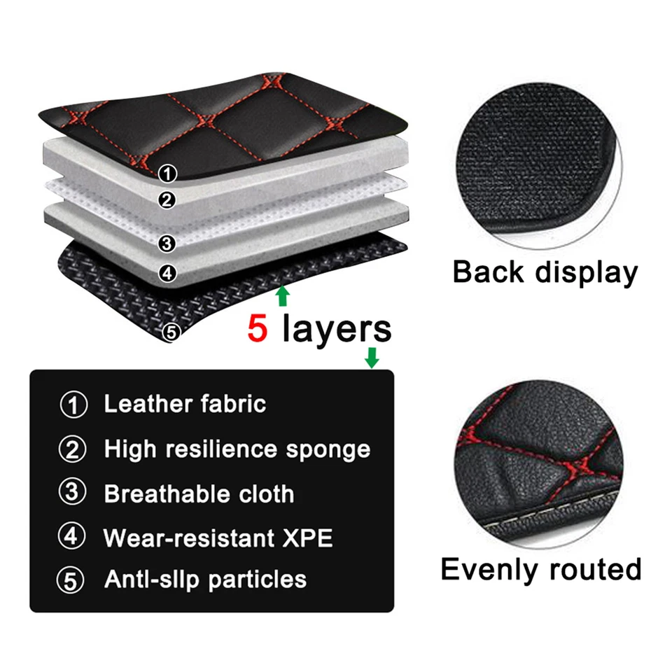 Car Floor Mats For ford five hundred 2005–2007 PU Leather Purple black beige Foto 2 de 4