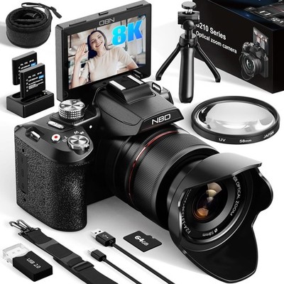 8K 64MP Digital Cameras 16X Optical Zoom 58mm UV Len Vlogging Camera for YouTube