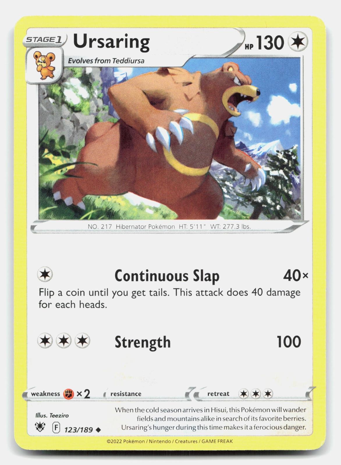 Ursaring 123/189 Uncommon Astral Radiance Pokemon Near Mint