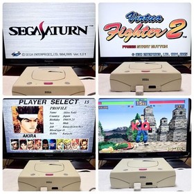 SEGA Saturn White HST-0014 Console Boxed Controller Tested Working Japan