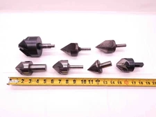 7pc LOT OF LARGE HSS COUNTERSINKS 1.976 TO 3.012 DIAMETER RANGE 1 TO 6 FLUTE