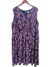 wisp A Line Midi Dress Sz 22W Floral V Neck Sleeveless Empire Waist