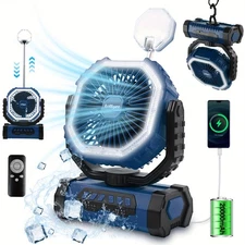 Up to 96hours Battery Portable Camping Fan w/ 20000mAh Rechargeable Power Bank O