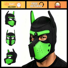 Puppy Play Hood - Removable Full Face Dog Mask for Fun Pet Dress-Up Green