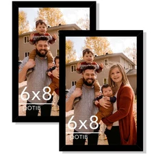 2 Packs 6x8 Picture Frame Black, Engineered Wood 6 x 8 Photo Frame, 6 by 8 Photo