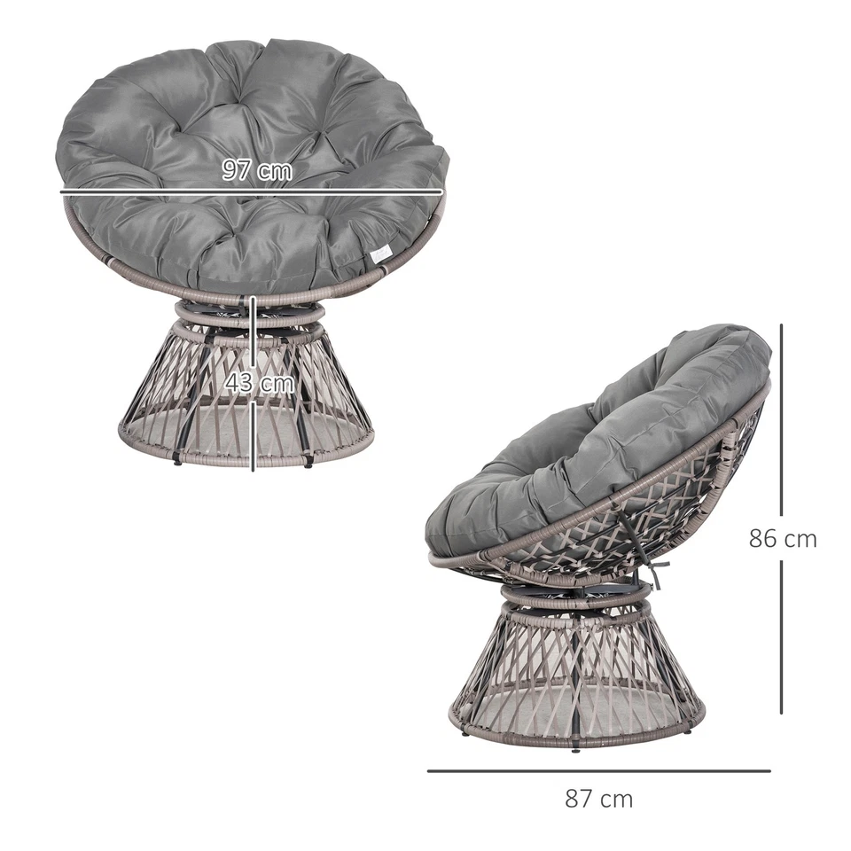 Outsunny fauteuil design 87x97x86cm Gris - Photo 4/4