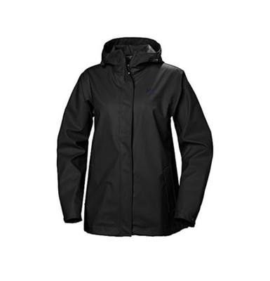 Helly-Hansen Womens Moss Hooded Waterproof Windproof Rain Coat Black Medium New
