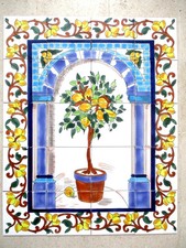 24" x 30" 60cm x 75cm Ceramic tile art Mosaic mural panel Lemon Tree BACKSPLAH