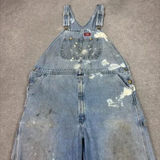Dickies Dungarees Adult 44x26 Blue Bib Overalls Denim Work Wear Carpenter Mens*
