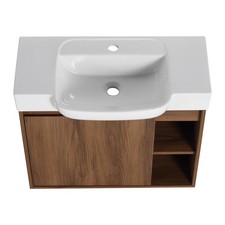 Eco-Friendly 28'' Bathroom Vanity with White Ceramic Sink, Floating Design 