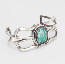 Large vintage sterling silver turquoise Native American men women cuff bracelet