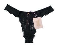 Savage x Fenty Womens M Lace Thong Underwear Panty Caviar Black