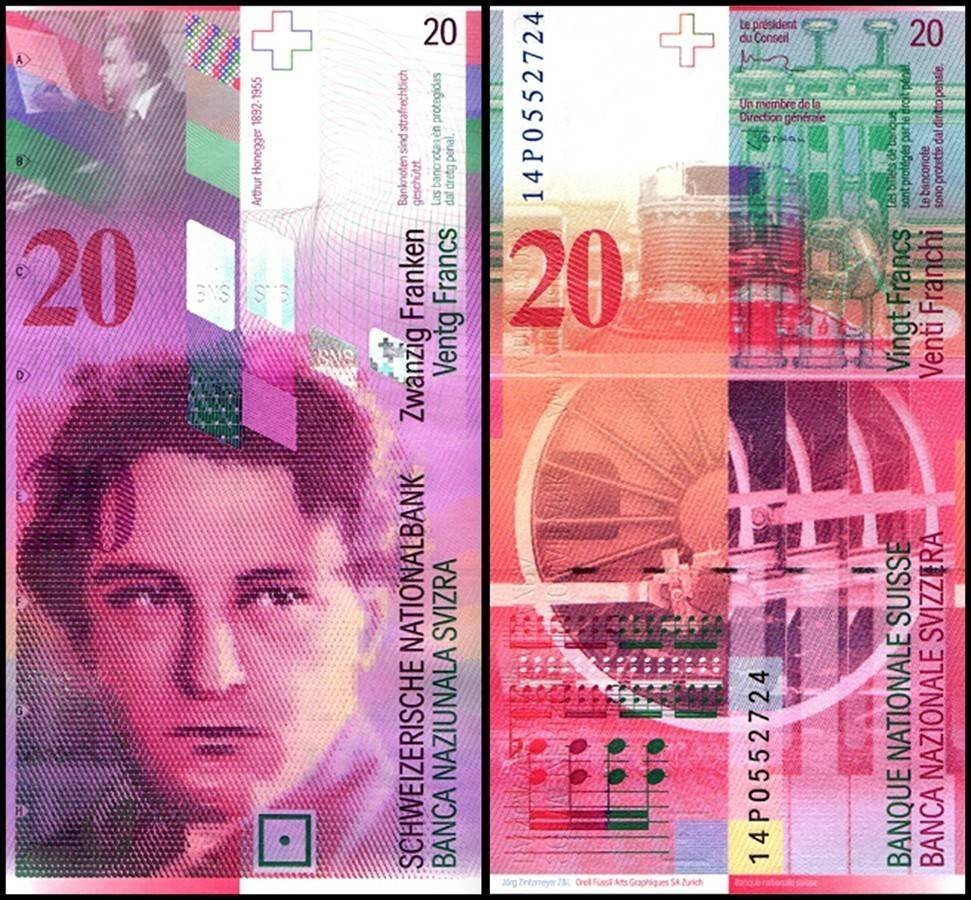 Switzerland 20 Francs, 2014, P-69h.1, UNC | eBay