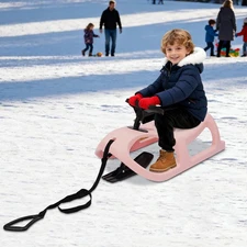Pink Saddle-shaped Snow Sled Outdoor Single Snow Sled For Toddlers & Kids