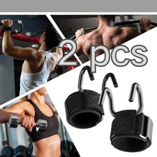2x Weight Lifting Hooks Bar Straps Grips with Wrist Support Gym Power Training
