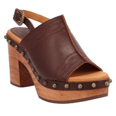 Dingo Ladies Clover Brown Wooden Sandal DI2326-BRN