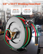 Retractable Oxygen Acetylene Welding Hose Reel   1/4 in x 50FT, Heavy-Duty Rubbe