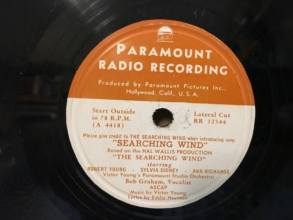 VICTOR YOUNG movie themes of TO EACH HIS OWN & SEARCHING WIND Paramount Radio - Image 2 of 2