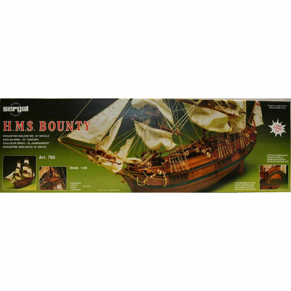 MANTUA SERGAL 1:60 KIT IN LEGNO NAVE BRIGANTINO INGLESE 18°sec H.M.S. BOUNTY 785 - Immagine 2 di 2