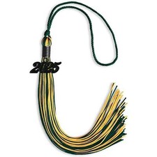 Endea Graduation Hunter Green/Gold Mixed Color Tassel With Black Date Drop
