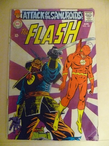 FLASH # 181 -  ATTACK OF THE  SAMUROIDS  VINTAGE USA DC COMIC BOOK - AUGUST 1968