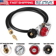 Propane 0-30 PSI Adjustable High pressure LP Gas Regulator w/ 4ft Hose & Gauge