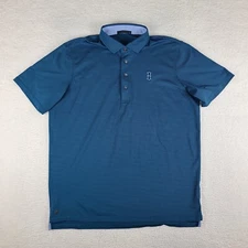 Greyson Polo Shirt Mens XL Blue Teal Striped Performance Golf Short Sleeve EC