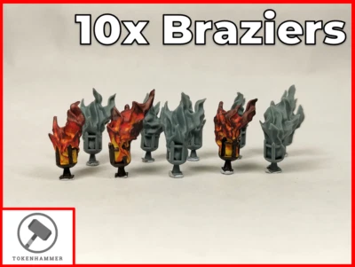 TOKENHAMMER 10x Fire Flame Brazier Backpack torch Salamanders wargaming tabletop Conversion