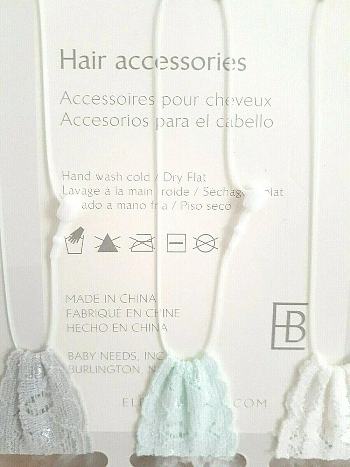 Elegante conjunto de diadema de bebé gris, menta y blanco elástico encaje y lazo 0-12 NUEVO NUEVO CON ETIQUETAS  Foto 4 de 4