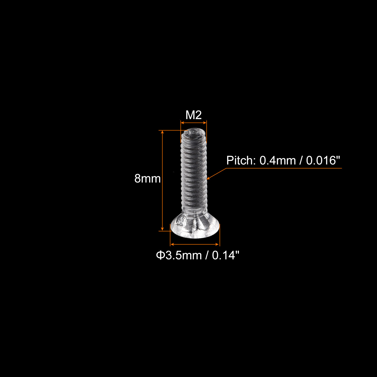M2x8mm Plastic Phillips Machine Screws, PC Flat Head Machine Bolts