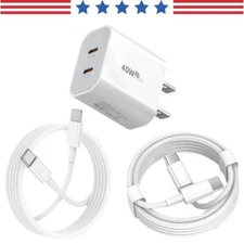 40W Fast Wall Charger Power Adapter iOS/USB-C Cable For iPhone 15 14 13 12 11 XR