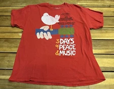 Woodstock T-shirt Sz XL Liquid Blue Red 3 Days Of Peace, Music & Love EUC