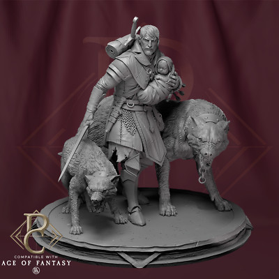 Creature Sword Fighter Tabletop Miniature   Eon & Child | Qumi