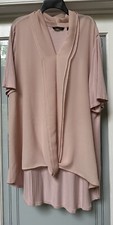 H HALSTON Peach Pink Top Chiffon Front And Rayon Knit Longer Back, Size 2X