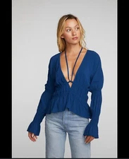 Chaser Top Rayon Woven Deep v Top With Straps Size m