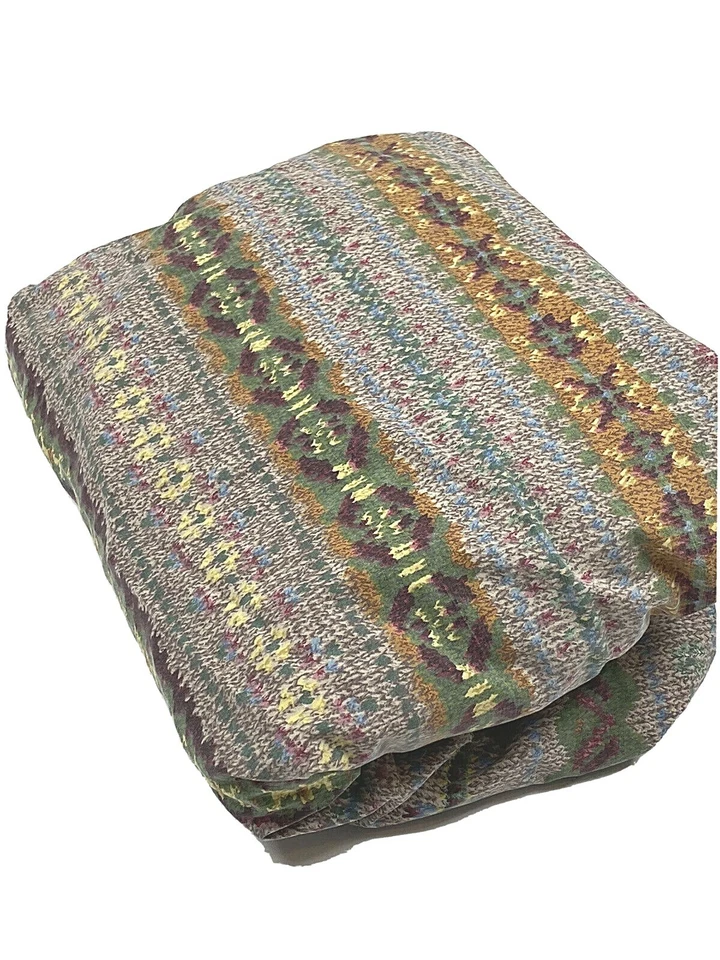 Ralph Lauren 罕见贴合床单床上用品 Leland Fair Isle 双人尺寸 80 年代复古 — 第 2/4 张图片