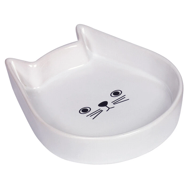 Nobby Katzen Schale Keramik Kitty Face Weiß 13x16x3 cm für Futter und Wasser - Bild 1 von 1
