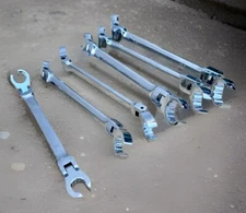 6pc Metric Double End Flexible Head Flare Nut Wrench Set Offset Spanner Wrenches