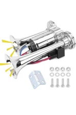 12V 600DB Upgraded Air Horn Dual Trumpets, Super Loud Train Electric Horn Kit 
