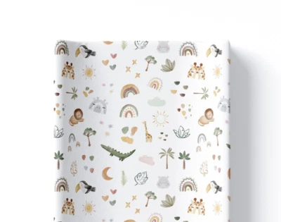 BabyBells Boho Safari Deluxe Unisex Baby Animals Anti Roll Wedge Changing Mat