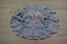Vintage BRYAN Circle Dress Girl Baby 18 Mo Christmas Blue Floral Lace Collar