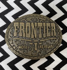 VINTAGE FRONTIER HOTEL LAS VEGAS METAL BELT BUCKLE