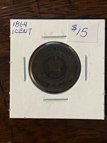 1864 New Brunswick NB: Canada 1 Cent Large Penny Coin - Picture 1 of 4