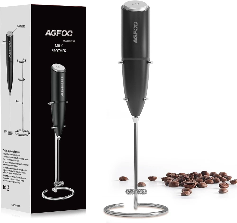 Milk Frother Handheld For Coffee With Stand Electric Whisk Drink Mixer