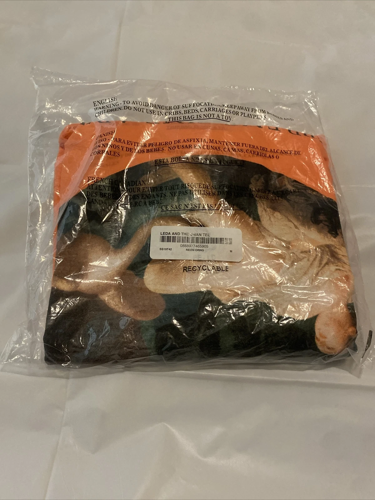 NEUF T Shirt Supreme SS19 Leda and the Swan Tee   Orange Néon   Medium