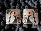 RARE Vintage Laurel Burch Signed Moon Doves Black & Silver Stud Pierced Earrings — photo 3