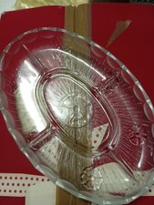 Piatto Portata Antipasti Salse Ovale Diviso, Vetro Vintage