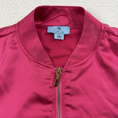 CeCe Track Jacket Womens Small Pink Full Zip Blade Collar
