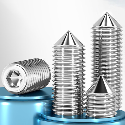 M3 M4 M5 - M12 A2 Stainless Cone Point Grub Screws Hex Socket Set Screw DIN 914
