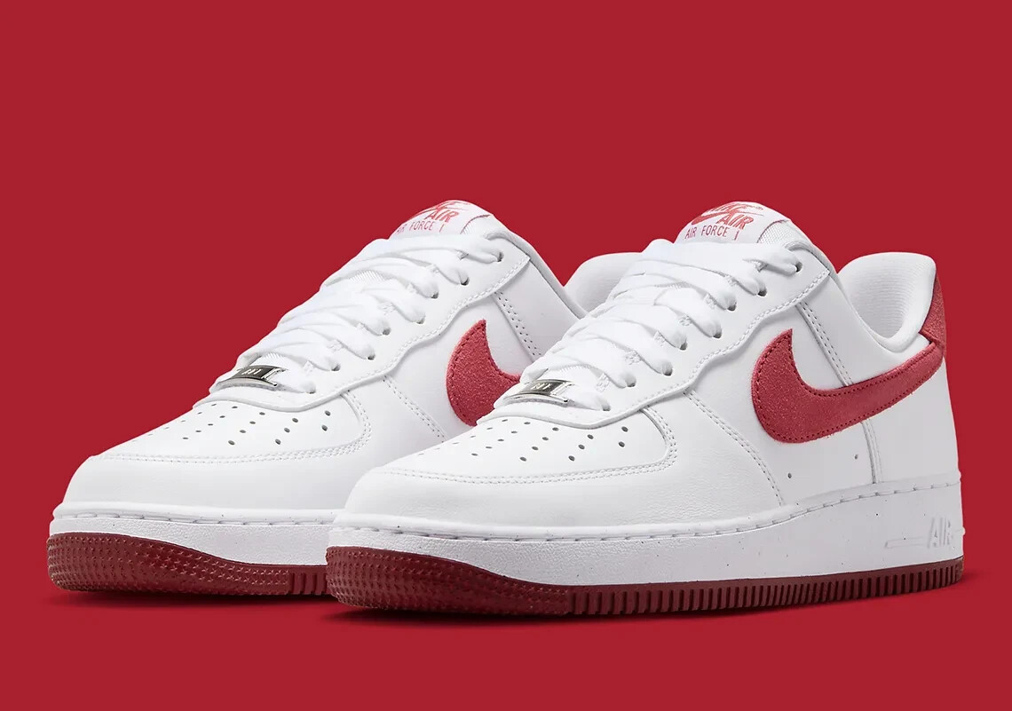 Nike Air Force 1 '07 AF1 White Adobe Team Red FQ7626-100 womens sz